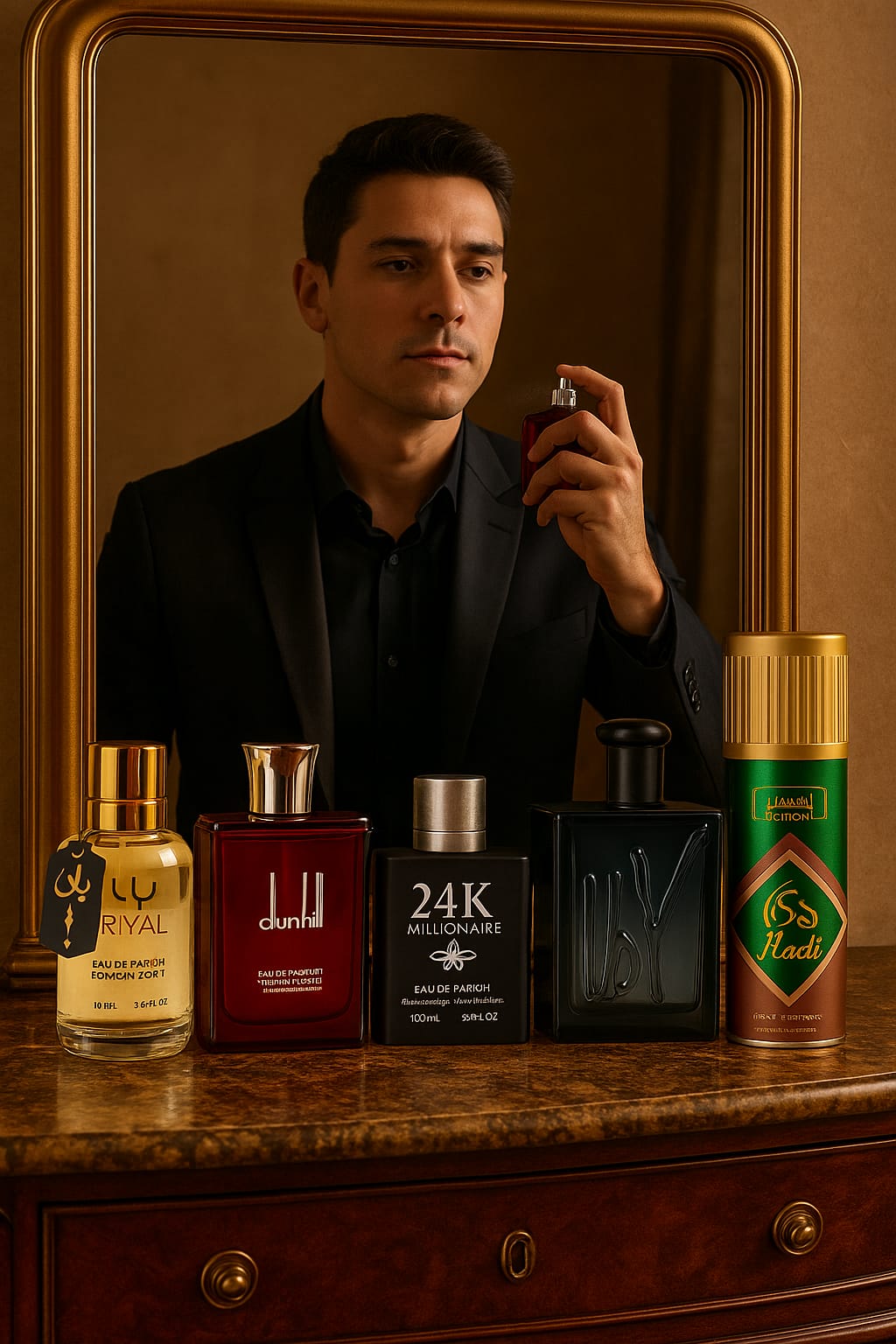 Pack of 4 + Free body spray Hungmah offer 100ML each 24k Dunhill Riyal UDY