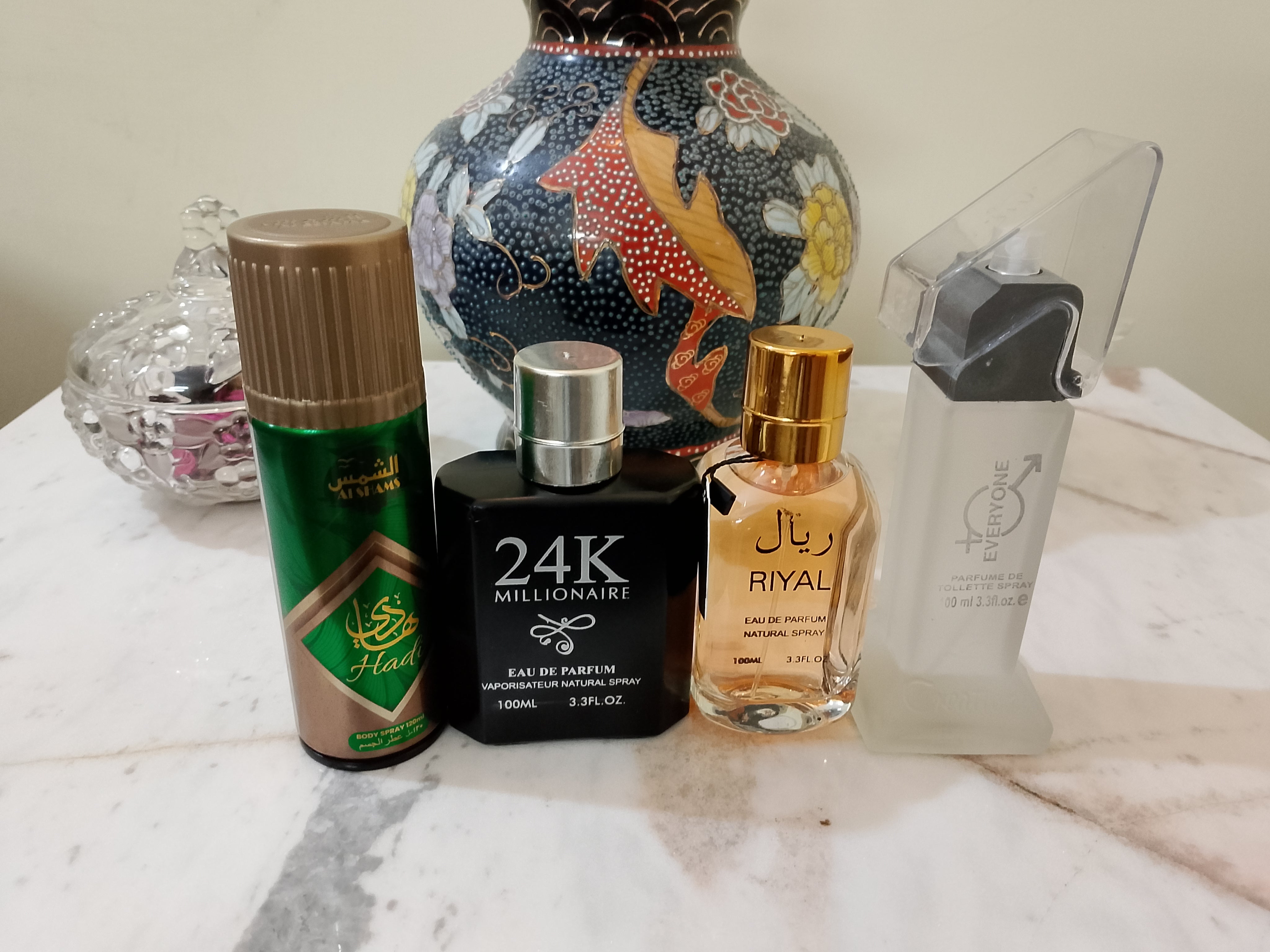 Pack of 3+ Free body spray 100ML each Every one 24k and Riyal