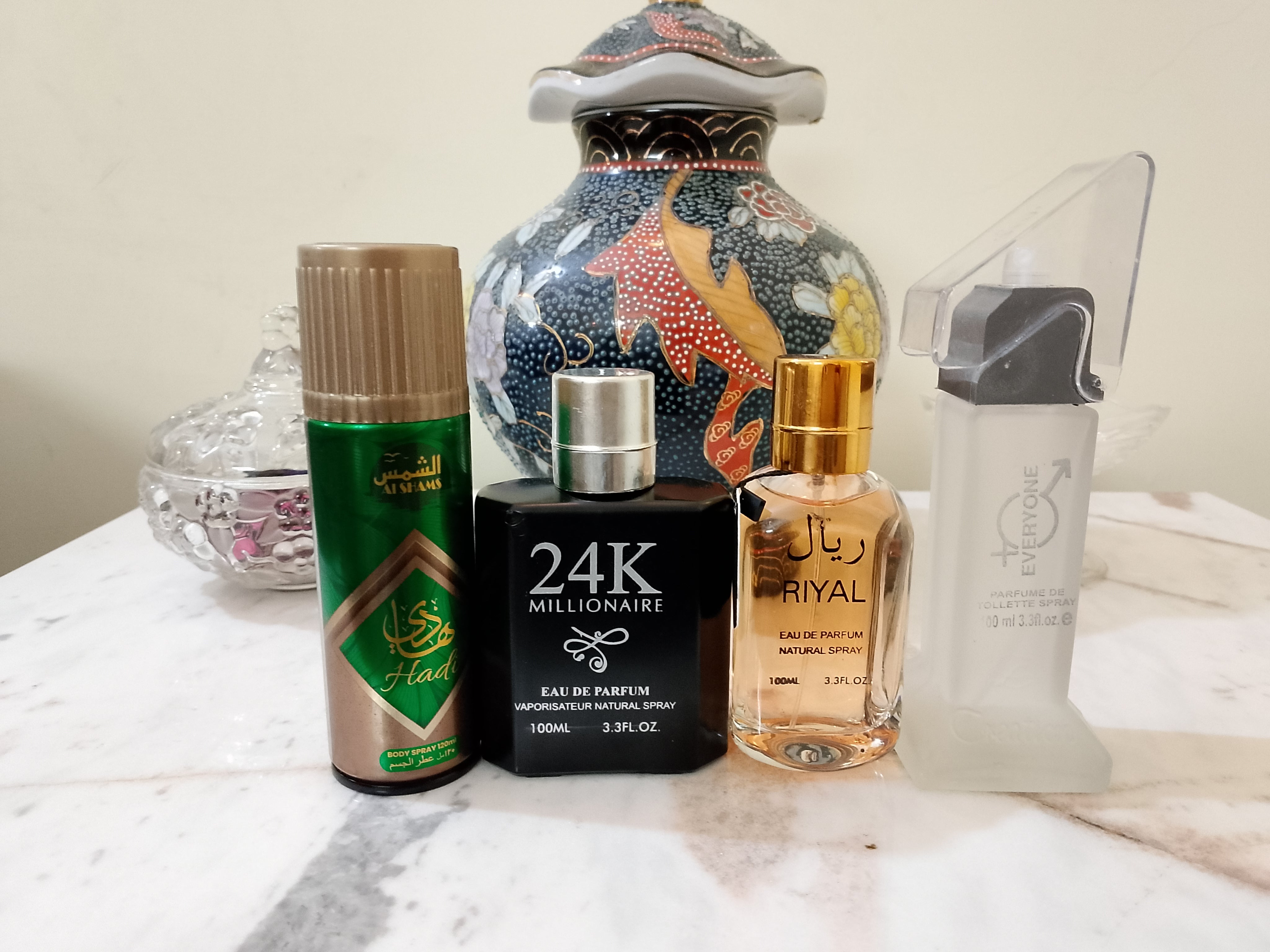 Pack of 3+ Free body spray 100ML each Every one 24k and Riyal